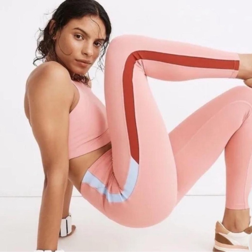 SPLITS59 Colorblock Leggings - Coral and Blue